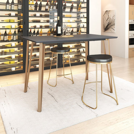 55" Black And Gold Wood And Steel Counter Height Dining Table