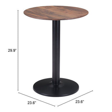 24" Black And Brown Round End Table
