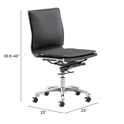 Black and Silver Adjustable Swivel Faux Leather Rolling Executive Office Chair