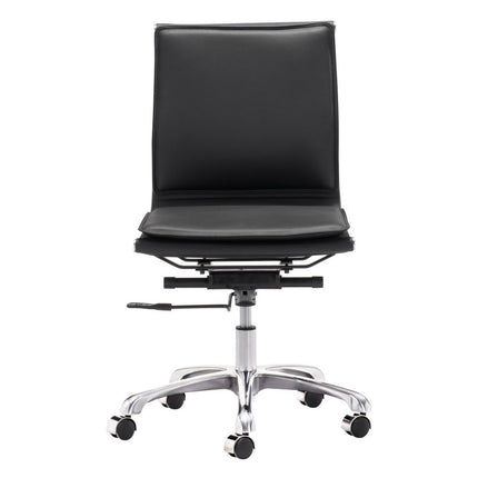 Black and Silver Adjustable Swivel Faux Leather Rolling Executive Office Chair