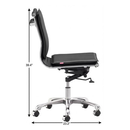 Black and Silver Adjustable Swivel Faux Leather Rolling Executive Office Chair