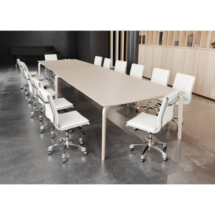White and Silver Adjustable Swivel Faux Leather Rolling Executive Office Chair