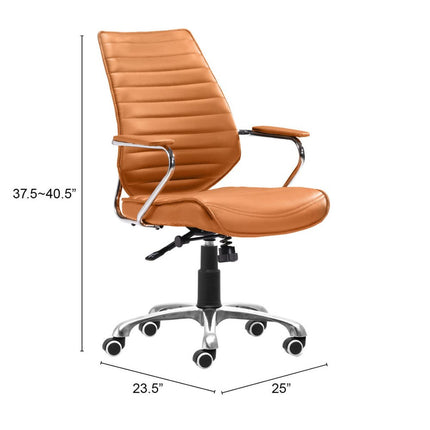 Orange and Silver Adjustable Swivel Faux Leather Rolling Executive Office Chair