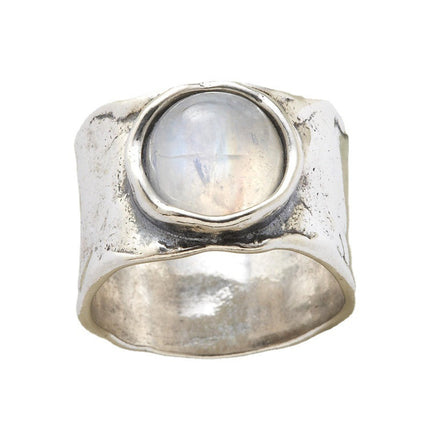 Vintage Moonstone Ring Wide Face Men