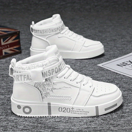 1 Pair of Men's Casual Sneakers, All-season High-top Skate Shoes for Students, YouthHoliday Gifts
