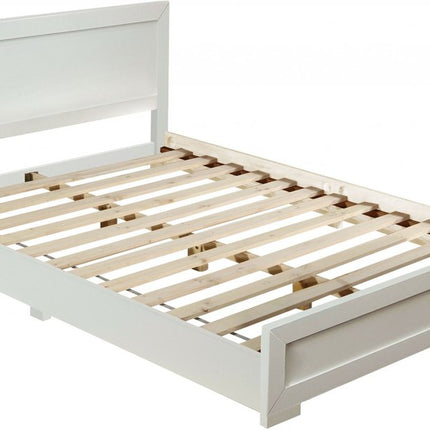 White Solid and Manufactured Wood Queen Bed Frame