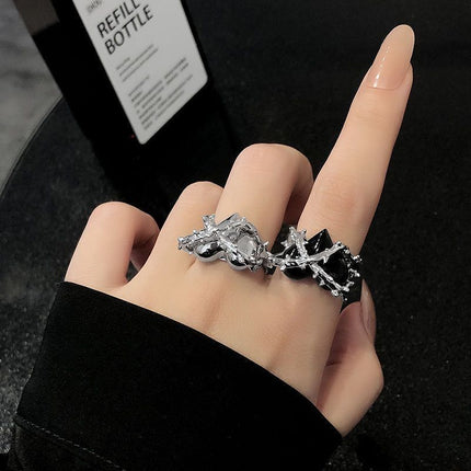 Black Heart-Thorn Cold-Style Open Ring