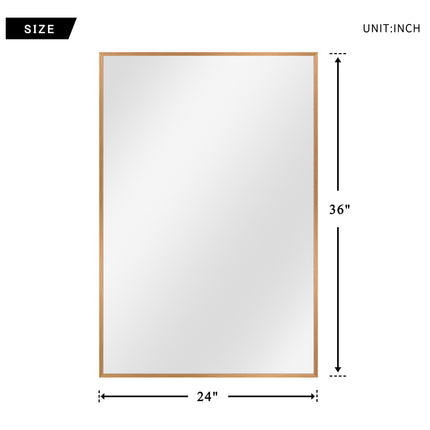 36" Gold Aluminum Framed Accent Mirror