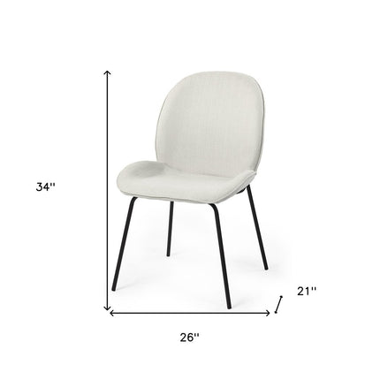 Set of Two White and Black Upholstered Fabric Dining Side Chairs