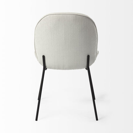 Set of Two White and Black Upholstered Fabric Dining Side Chairs