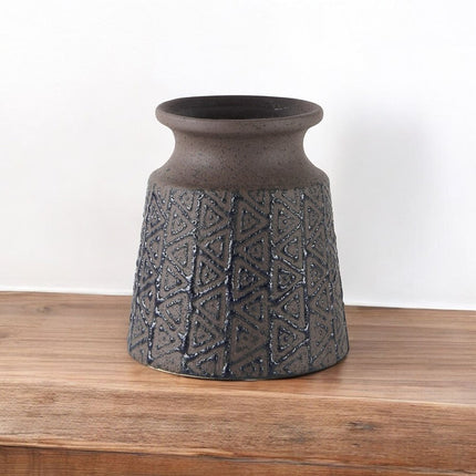 6" Brown Abstract Cylinder Ceramic Table Vase