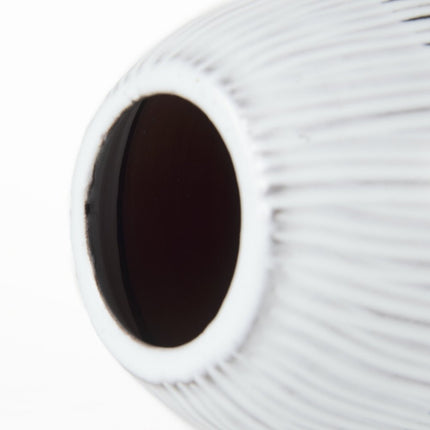 13" Black Gray And White Abstract Cylinder Ceramic Table Vase