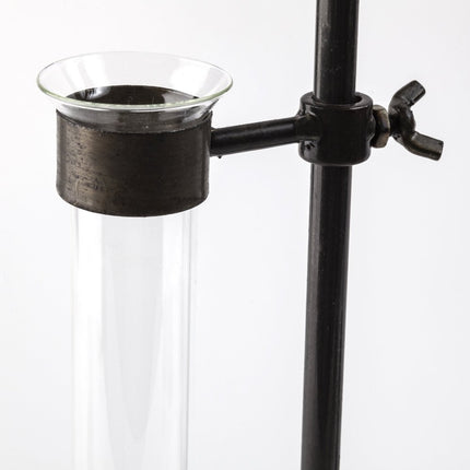 Set of Two Dark Brown Abstract Metal Cylinder Table Vases