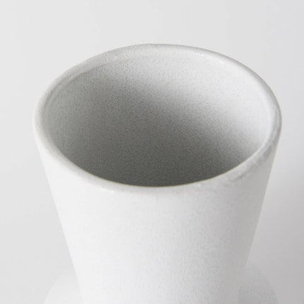 9" White Abstract Cylinder Ceramic Table Vase