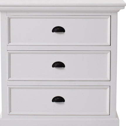 Classic White Large Three Drawer Nightstand