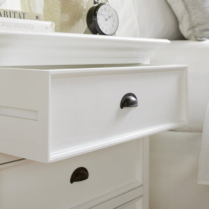 Classic White Large Three Drawer Nightstand