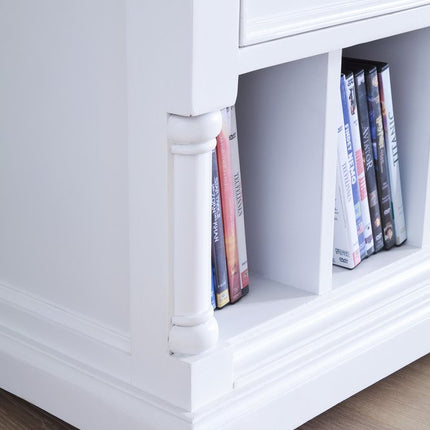71" White Solid Console Table With Shelves And Drawers