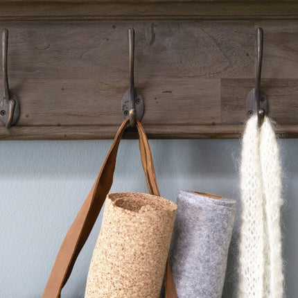 Rustic Dark Wood Eight Hook Hanging Coat Rack