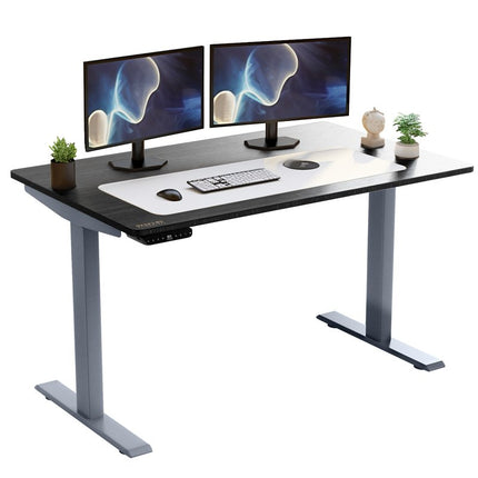 Adjustable Black and Gray Stainless Steel Rolling Computer Desk