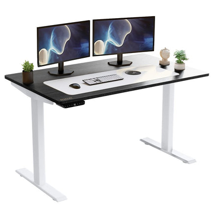 Adjustable Black and White Wood and Stainless Steel Rolling Computer Desk