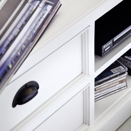 71" Classic White Entertainment Unit with Two Drawers