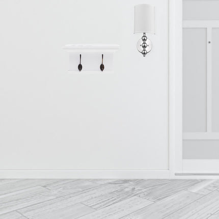 Classic White Two Hook Hanging Coat Rack