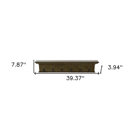 Rustic Moss Green Six Hook Hanging Coat Rack