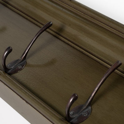 Rustic Moss Green Six Hook Hanging Coat Rack