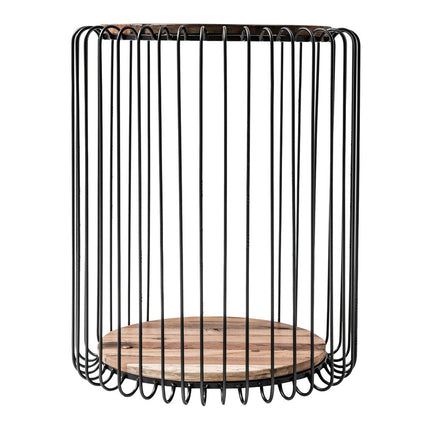 24" Modern Black and Rustic Brown Round End Table