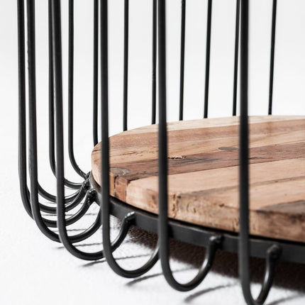 24" Modern Black and Rustic Brown Round End Table