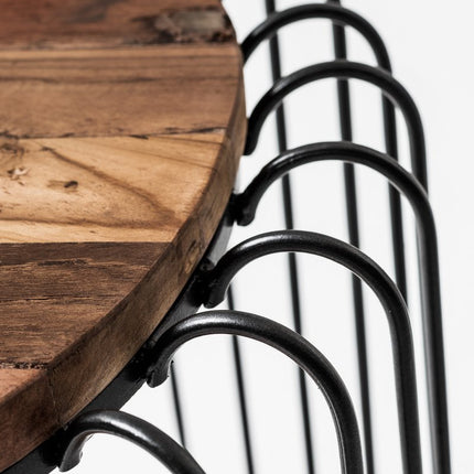 24" Modern Black and Rustic Brown Round End Table