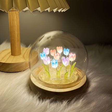 10pcs Tulip Night Light Set - Bedroom Artistic Floral Decoration, Luminous Tabletop Embellishment