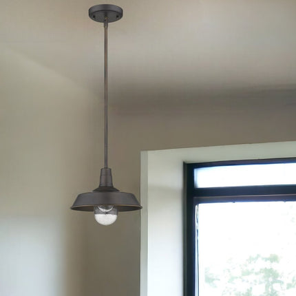 Antique Bronze Shallow Plate Adjustable Pendant Light