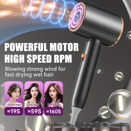 Negative Ion Hair Dryer, High-Speed Blower for Quick Drying, Features 3 Speed Settings with Low Noise,