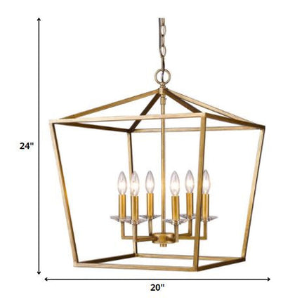 Kennedy 6-Light Antique Gold Foyer Pendant With Crystal Bobeches