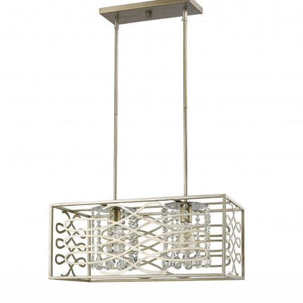 Brax 2-Light Washed Gold Island Pendant With Crystal Accents