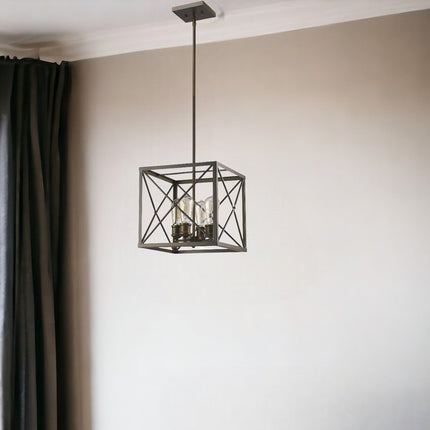 Brooklyn 4-Light Oil-Rubbed Bronze Pendant With Metal Framework Shade