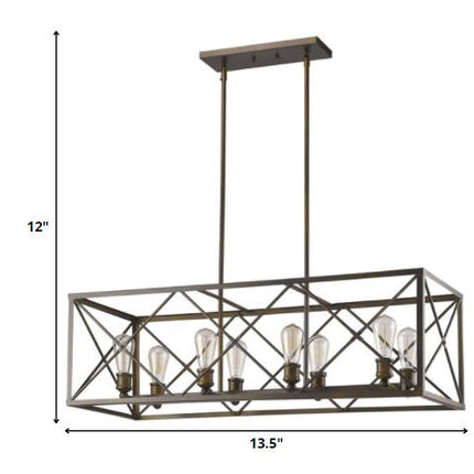Brooklyn 8-Light Oil-Rubbed Bronze Island Pendant With Metal Framework Shade