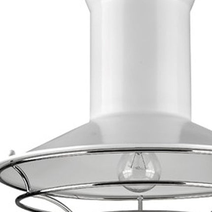 Newport 1-Light White Pendant With Polished Nickel Louver