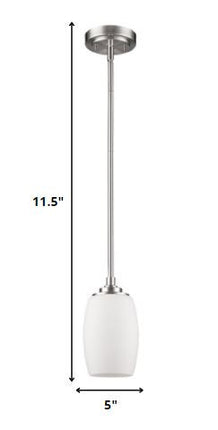 Silver Hanging Light with Frosted Glass Shade