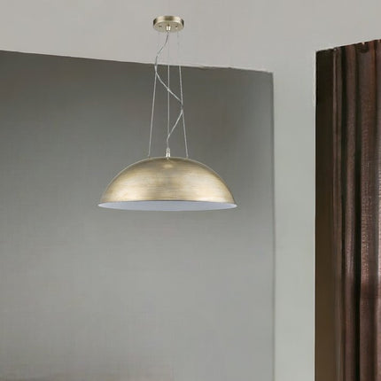 Layla 1-Light Washed Gold Bowl Pendant With Gloss White Interior Shade