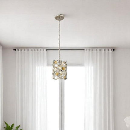 Vitozzi 1-Light Antique Silver Leaf Pendant