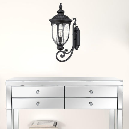XL Matte Black Cast Aluminum Glass Lantern Wall Light