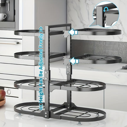 8 Tier Pots and Pans Lid Organizer Rack Holder, Adjustable Pot Organizer Rack for Under Cabinet