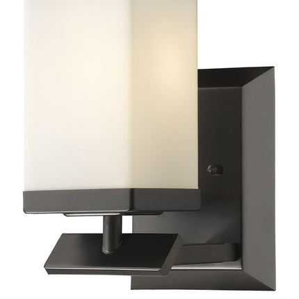 One Light Bronze Frosted Glass Wall Sconce