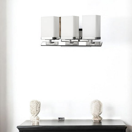 Three Light Silver Frosted Glass Wall Sconce