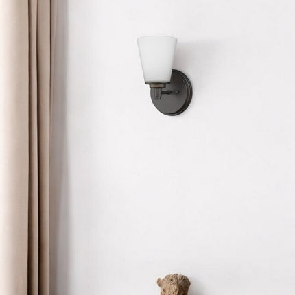 Bronze Wall Light with Frosted Glass Shade