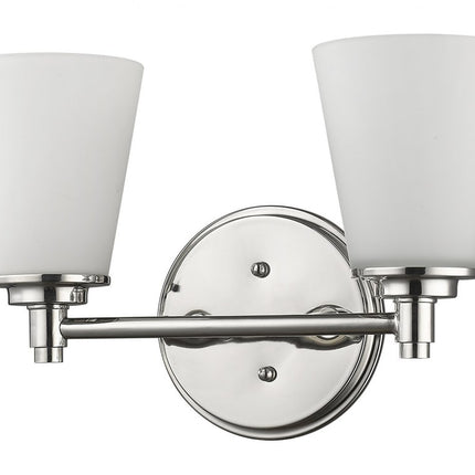 Two Light Silver Wall Light with Frosted Glass Shade