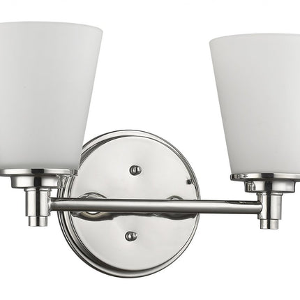 Two Light Silver Wall Light with Frosted Glass Shade