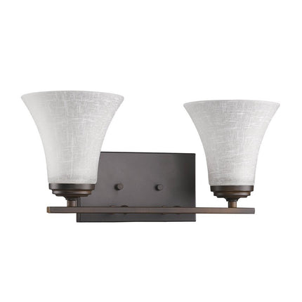 8" Antiqued Bronze Metal and Glass Two Light Flush Mount Wall Light